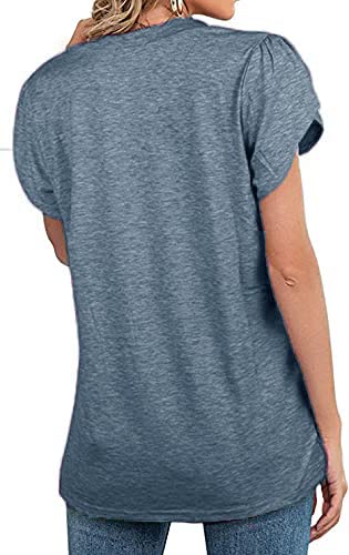 Czzzyl Womens T Shirts Casual Blouse Tulip Short Sleeve Maternity Clothes Nursing Tops For Breastfeeding Tee (Navy,Large) #TOP2