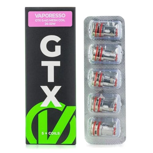 For Vaporesso GTX Coil Mesh Bobina (0,4 Ω paquete de 5) [RDL 26-32 W] Compatible con Kit Luxe X Pro/LUXE XR MAX 2/Armour GS/GEN PT80 S/GTX GO 80/GTX ONE Cigarrillo electrónico Original - No Nicotine
