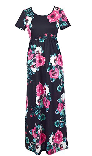 Mommy and Me Maxi Dresses,Bohemia Floral Printed Matching Dresses for Daughter and Mom2