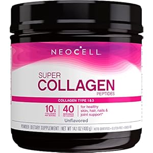 NeoCell Super Collagen Powder, 10g Collagen Peptides per Serving, Gluten Free, Keto Friendly, Non-GMO, Grass Fed, Paleo Friendly, Healthy Hair, Skin, Nails & Joints, Unflavored, 14 Oz