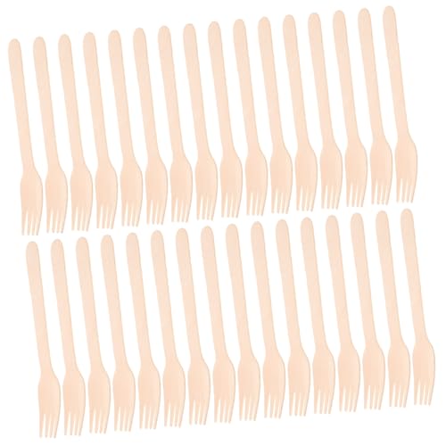 NOLITOY Natural Wooden Forks Spoons 100-piece Camping Cutlery for Dessert Fruit Charcuterie and Buffet