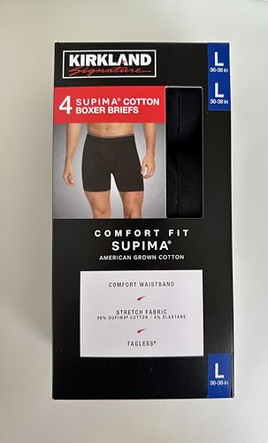 Kirkland Signature Men's Boxer Brief Pima Cotton 4 Pack (Large, Black)2