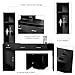 EMERAT Barber Salon Station for Hair Stylist, Salon Wall Mount Station with Barber Cabinet and Barber Desk, Hair Salon Stations Equipment with Holders, Drawers, Beauty Station Without Mirror (Black)