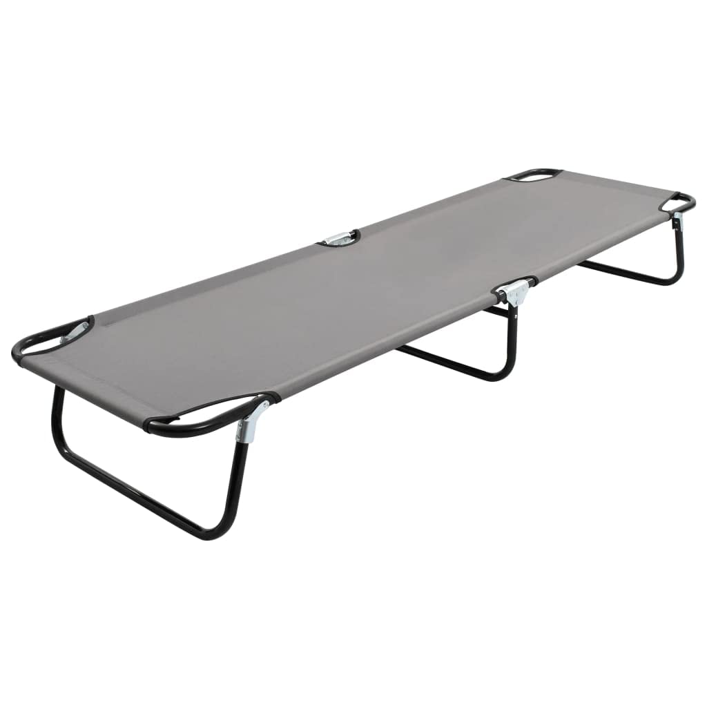 Campingliege Faltbar, Klappliege mit Stahlgestell für Garten Camping und Reise, 190 x 58 x 28 cm Feldbett bis 120 kg, stabiles Gästebett Grau