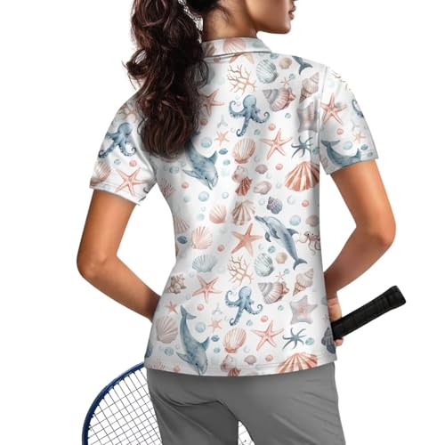 Camisa de golf para mujer con manga corta ligera y cremallera de un cuarto 2