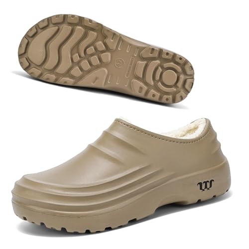Ximlc Zuecos Armadillo, zapatos de chef Armadillo for mujer y hombre, zuecos cómodos y antideslizantes for enfermeras de cocina y trabajo en invierno.(Khak-a,37)