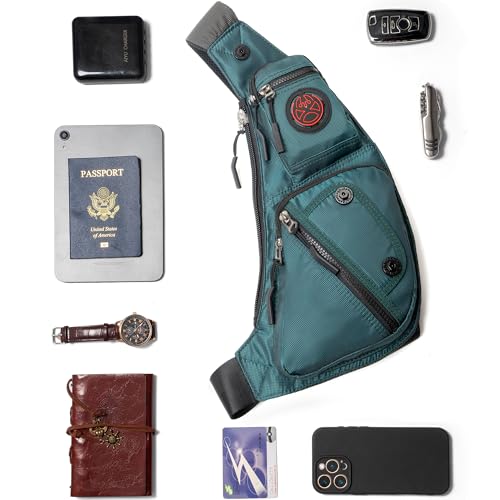 Image of NICGID Sling Bag Chest Shoulder Backpack Crossbody Bags Casual Daypack for Men Women, Dark Green-2620n, Small, Travel
