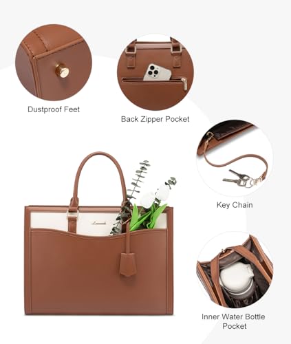 Image of LOVEVOOK Laptop Tote Bag for Women, Office Work Bag Briefcase fit for Laptop, Large Capacity Teacher Bag Handbag