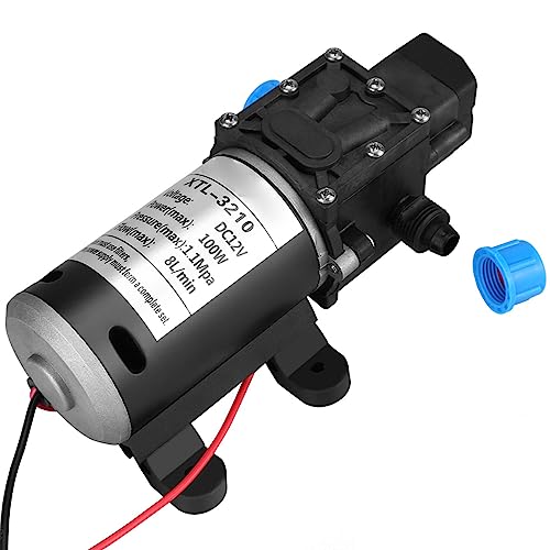 Cocoarm Pompa dell'Acqua Autoadescante a Membrana, 12V, 100W, Alta Pressione 160Psi, Portata 8L/Min, Automatica per Uso Domestico e Industriale