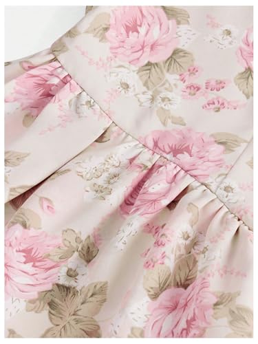 MakeMeChic Girl's Floral Print Ruched Ruffle Tiered Tie Shoulder A Line Summer Mini Dress3