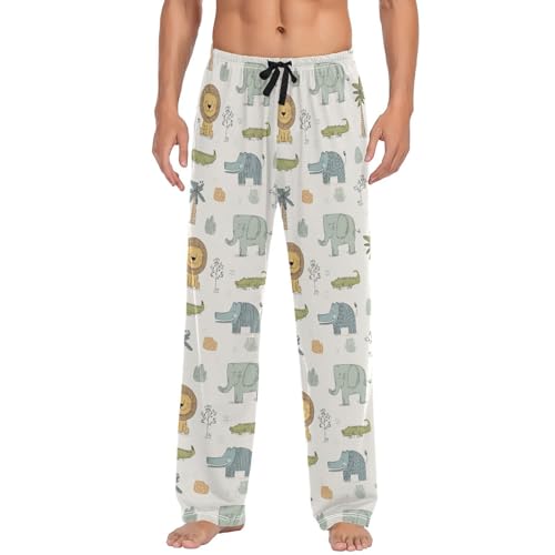 Men’s Cute Animal Pajama Pants with Pockets, Comfortable Lounge Sleep Bottoms#359
