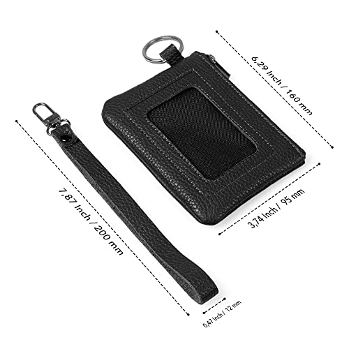 Genuine Leather Zippered ID Wallet with Wrist Strap Card Holder – Unisex2
