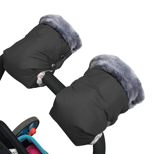 KOMUNJ Stroller Fleece Hand Muff, Universal Waterproof and Windproof Stroller Handmuff for Pram, Buggy, Bike and Trailer (18 * 26cm/7.08 * 10.23inch Black）