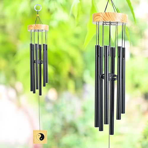 Image of ZAICUS Metal Wind Chime for Home & Garden, Outdoor Hanging Wind Chimes with Wooden Top, Deep Resonant Tones, Balcony Patio Yard Decoration, Feng Shui Lucky Wind Bell Decor