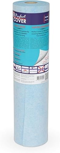Perfect Cover Perméable à la Vapeur - Feutre de Protection du Sol - Rouleau Non-Tissé Autocollant, Imperméable, Antidérapant - Idéal pour Escaliers, Peinture, Chantier et Rénovation - 1m x 25m