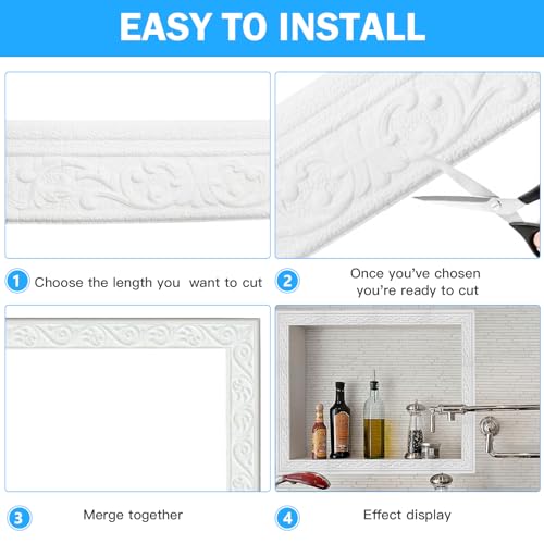 Miniatura 5 de Bocguy Molduras Decorativas Autoadhesivas, 10 M, Listones De Esquina De Papel Pintado, Molduras De Techo Autoadhesivas, Para Pasillos, Techos, Esquinas, Decoración Del Hogar