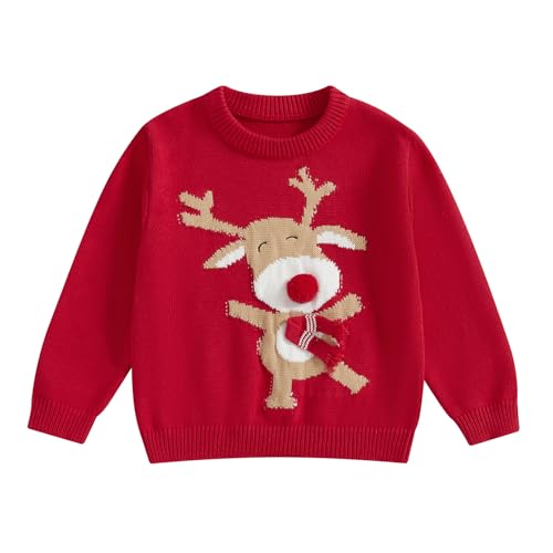 Toddler Baby Boy Girl Knit Sweater Christmas Outfit Deer Pullover Crewneck Sweatshirt Warm Christmas Sweater