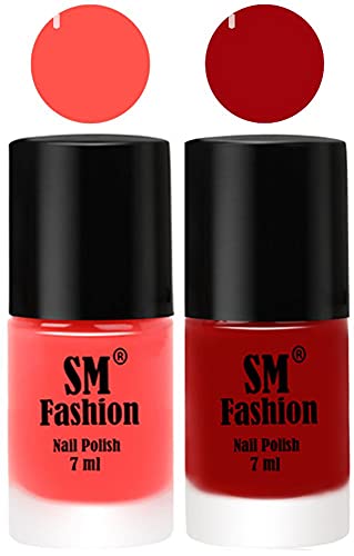 Image of Long Lasting Nail Polish | Nail Paint Combo 7 ml Each) - Set of 2 Baby Pink-Light Red