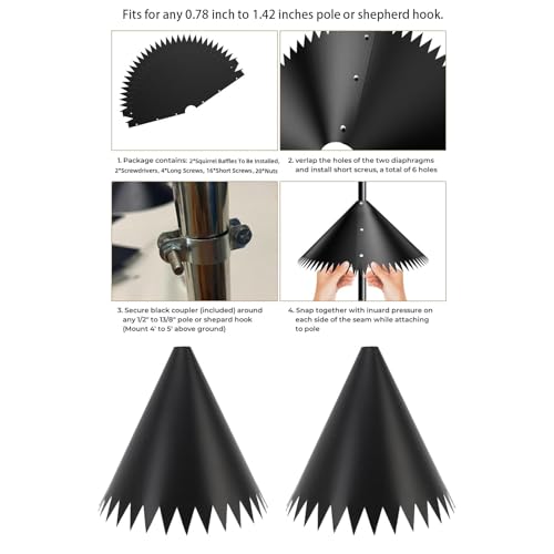 Deflector de ardillas para poste protector envolvente de PVC negro 3