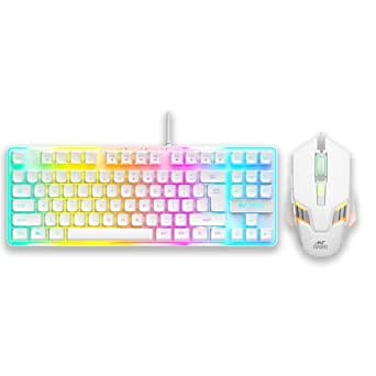 Ant Esports MK710 V2 Membrane TKL Wired Gaming Keyboard Mouse Combo 87 UV Coated Mechanical feel Keys Cool RGB Backlight Keyboard,1200-3600 DPI Aero-Jet RGB Gaming Mouse with Type C Adapter_ Mercury