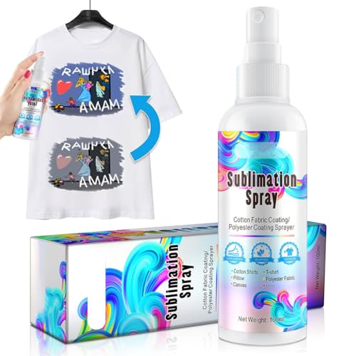 Dyiouxin Revêtement par Sublimation,Spray de Sublimation,100ml Spray de Sublimation Lumineux à Séchage Rapide,pour Coton,y Compris Tous Les Tissus,Cartons,Toile,Séchage Rapiet Super Adhérent