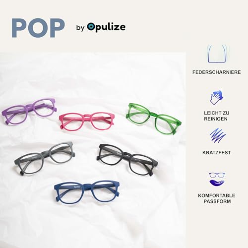 OPULIZE Pop Lesebrille 3er Pack Keck Rund Matt Rahmen Federscharniere Kratzfest Blau Rosa Lila Herren Damen RRR2-345 +2.50