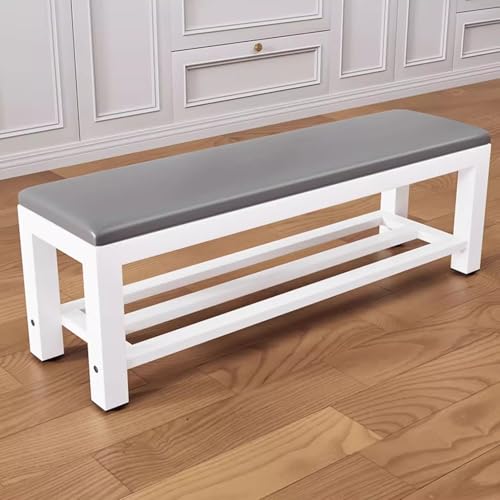 Banc d'entrée en cuir synthétique gris pour aménager une chambre ou une salle de bain