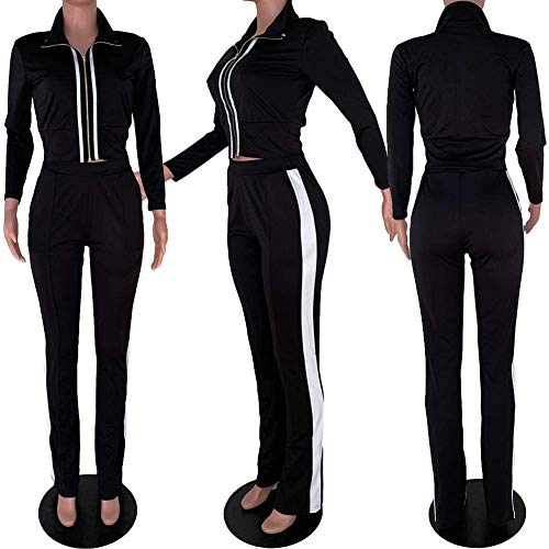 Adogirl Womens Set Two Piece Outfits Sweatsuit Crop Top + Skinny Long Pants Tracksuits Jogging Suits Jumpsuit M #TOP3