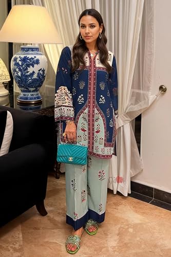 Image of Modestouze Attires Cord Set for Women Cotton Stylish Poly Rayon Long Sleeves Turkish Co Ord Mandarin Neck Floral Print Western Co Order Set for Women, Wear as Office Coat, Travel Coord, Cot