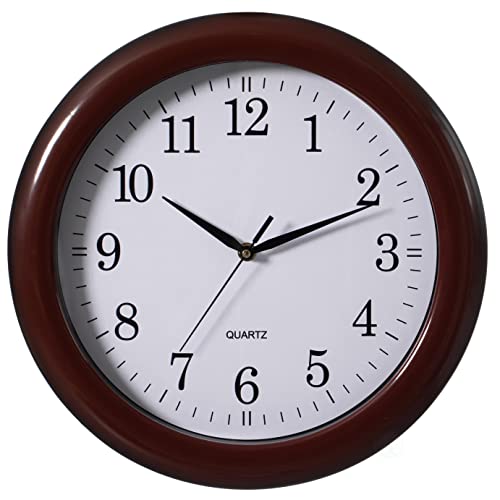 Decorative Classic Brown Round Wall Clock for Living Room, Kitchen, Dining Room, Plastic by Clockswise - Used condition - US$14.53