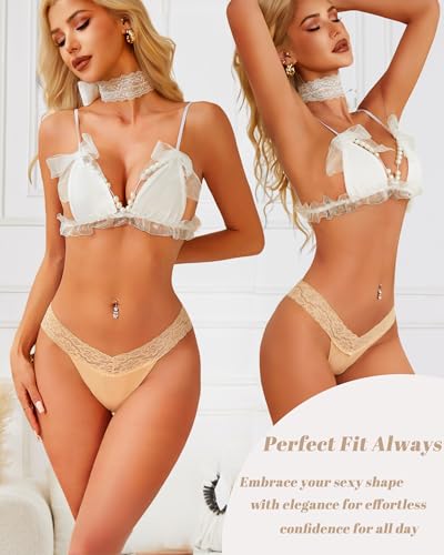 READY TO LOVE Cotton Underwear Women 9 Pack Soft Lace Thongs Sexy Lingerie | V-Waisted Low Rise T-Back Panties,Flattering Outfit for Women,Fitness Clothing,Comfort Travel Essentials,Chic Clothes — view 3