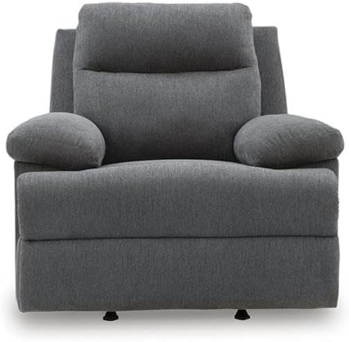 BOWERY HILL Modern Polyester Recliner, Charcoal Gray Upholstery, Pillow Top Arms, 41" W x 40" D x 40" H, Corner-Blocked Frame with Metal Reinforcement, Comfortable Living Room Rocker Chair