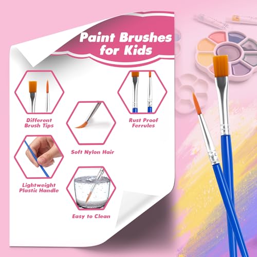 ZRLEI Small Paint Brushes Bulk, 110 Pcs Flat Tip Round Acrylic Paint Brushes for Kids Classroom Acrylic Watercolor Canvas Face Painting Touch Up by ZRLEI - Image 5