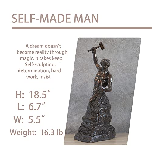 Bronze Self Made Man Sculpture To Upgrade Your Decor - Our Handcrafted 18.5'' Height Bronze Figure Statue Is Perfect For Any Home Or Office #TOP3