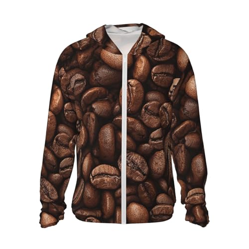UPF 50+ Sun Protection Hoodie Long Sleeve Funny Roasted Coffee Beans Sun Shirt Rash Guard Fishing Shirts for Men