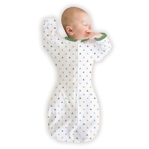 Image of SwaddleDesigns Organic Transitional Swaddle Sack, Arms Up Half-Length Sleeves & Mitten Cuffs, Most Gradual Transition Swaddle