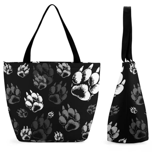 Sac de shopping patte d'ours noir grand sac à main pour femme active en voyage