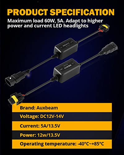 Auxbeam Upgraded H8/H9/H11 Led Headlight Canbus Error Free Anti Flickering Resistor Decoder, 2Pcs/Set Enhanced Led Light Decoder Canbus Drivers, C10 Series #TOP2