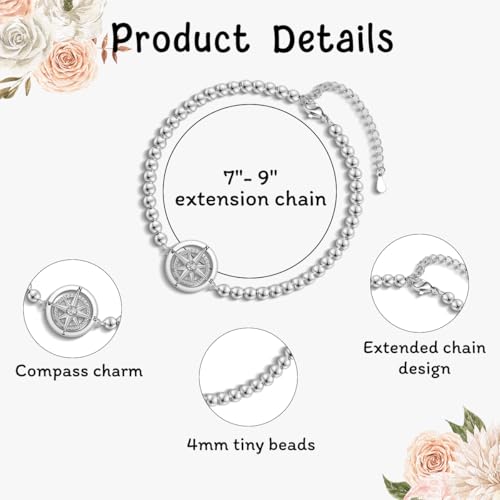 Image of Graduation Gifts for Her, Class of 2026 High School 5th 6th 8th Grade College Masters Degree Graduation Compass Bracelet Jewlry Gifts for Girls Women