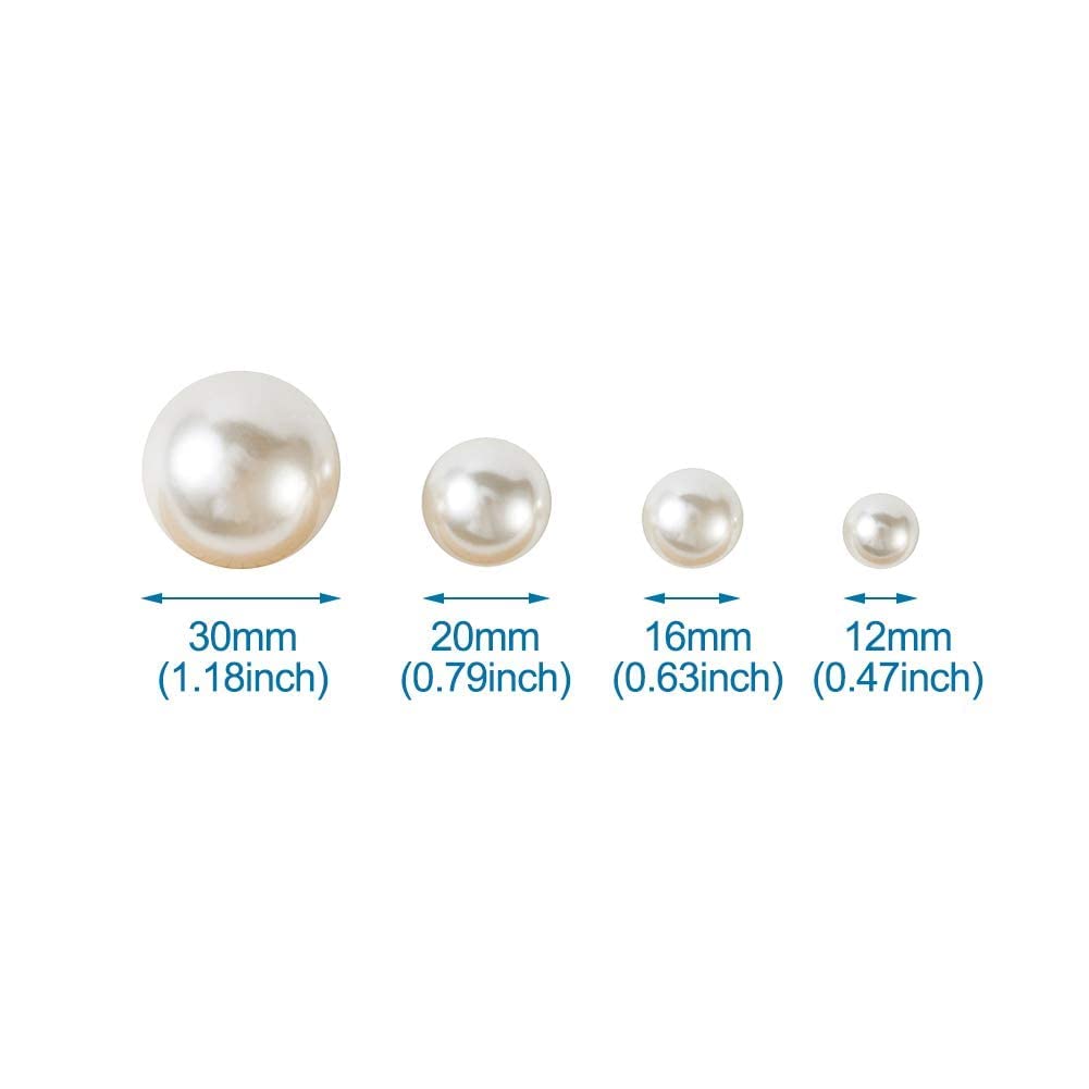 Beadthoven 140pcs Satin Luster Round Pearl Beads 4 Size Acrylic Faux Pearls Undrilled/No Hole for Vase Filler Table Scatter Wedding Decor - Image 2