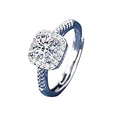 Anillo Ajustable, Anillos De Compromiso Con Halo De Corte Cojín De 2 Quilates Para Mujer, Chapados En Oro Y Plata, Anillo De Promesa De Boda Para Ella, Solitario De Aniversario, Banda De Diamantes S