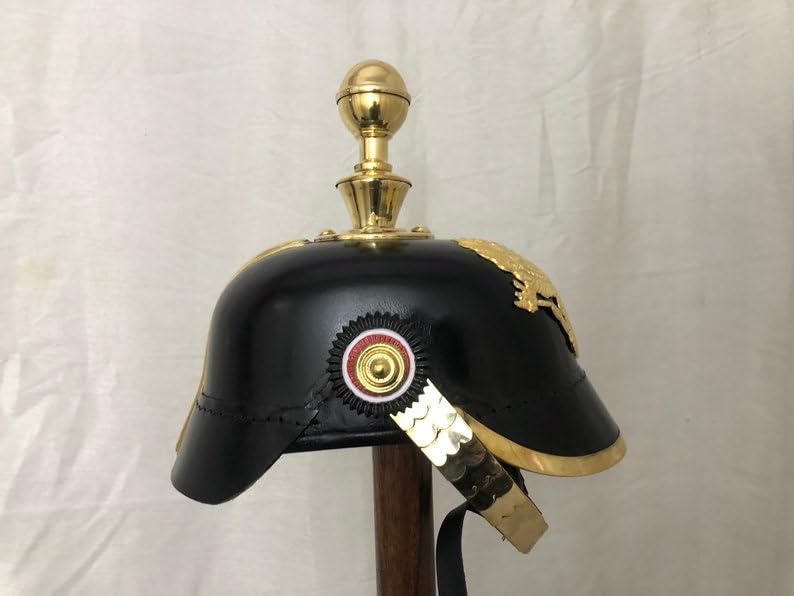 Casque Prussien Pickelhaube - Reproduction - Laiton - Taille 60 Cm - Pour Reconstitution