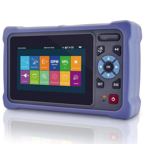 4.3 inches Touch Screen Optic Fiber OTDR Optical Time Domain Reflectometer 1310/1550nm 26/24dB Fiber Optic OTDR Tester,11-in-1 OTDR with VFL OPM OLS Event Map RJ45