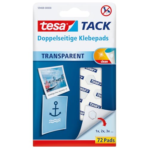 Tesa Tack Pack de 72 Pastilles Transparent, 594080000000