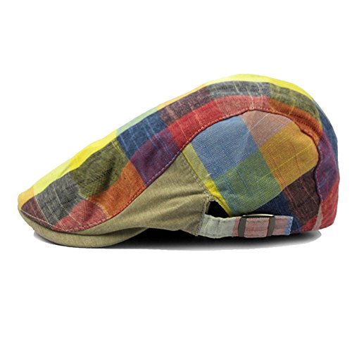Image of Men's Plaid Striped Newsboy Ivy Flat Driving Golf Cap
