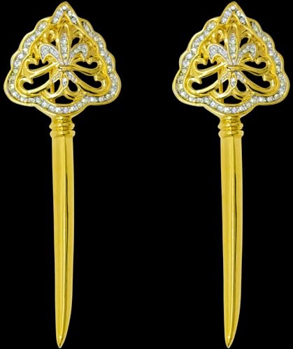 Image of Set of 2 Brooch Lapel Pins With Rhinestones