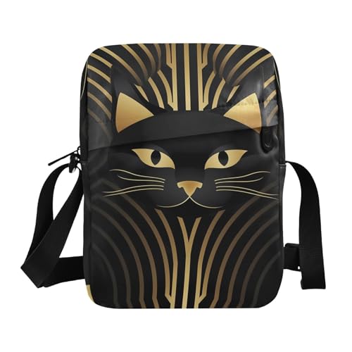 small messenger bag for women Small Crossbody Bag Women Ladies Shoulder Handbags Adjustable Strap for work work - Cat Egyptian Style Simple Strokes Black