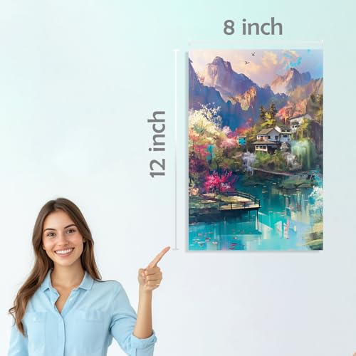 Image of SiddArtify Serene Asian - Cottage Landscape Art Print Set - 300GSM Board - 8x12 Inch - Pack of 6 Wall Room Decoration art Poster Prints
