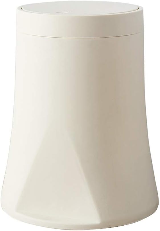 SGHTYJ Waste Bin Trash Can Living Room With Lid Large Kitchen Bathroom Simple Push-On Paper Basket, Beige