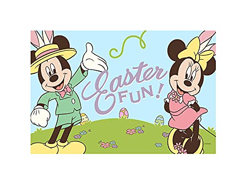 Flagology.com, Disney Easter Fun Mickey & Minnie Doormat - 18" x 30", Outdoor/Indoor, Heavy Duty Recycled Rubber, Non-Slip Backing, Doormat, Easter